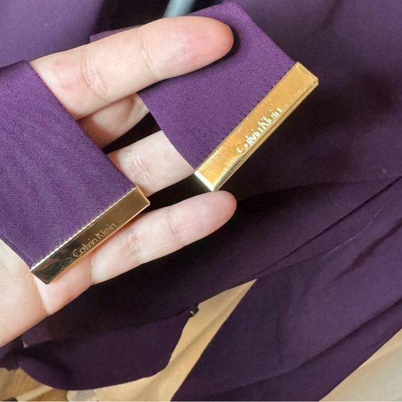 Calvin Klein Classic Purple Belted Blazer Wrap Jacket Size 12 with Gold Hardware - Picture 5 of 10